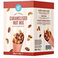 Marca Amazon - Happy Belly Mezcla de Frutos Secos Garrapiñados- 120g x 4
